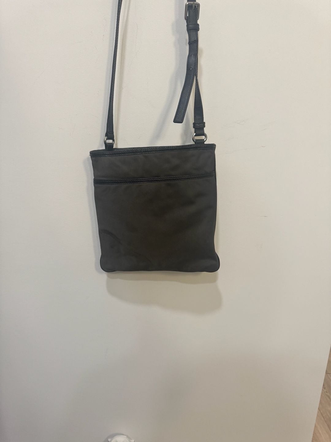 Michael Kors Kempton Nylon Crossbody Bag in Dark Gray Silver MK Lock Front Zip