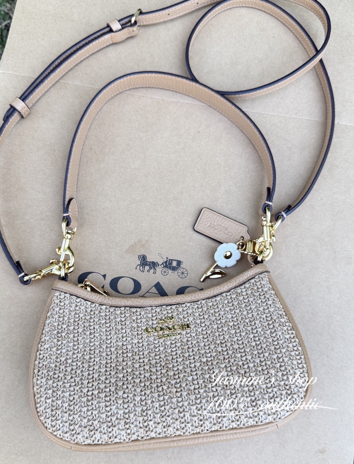 NWT Coach Teri Mini Crossbody Bag CDW66 straw/Gold/Toast