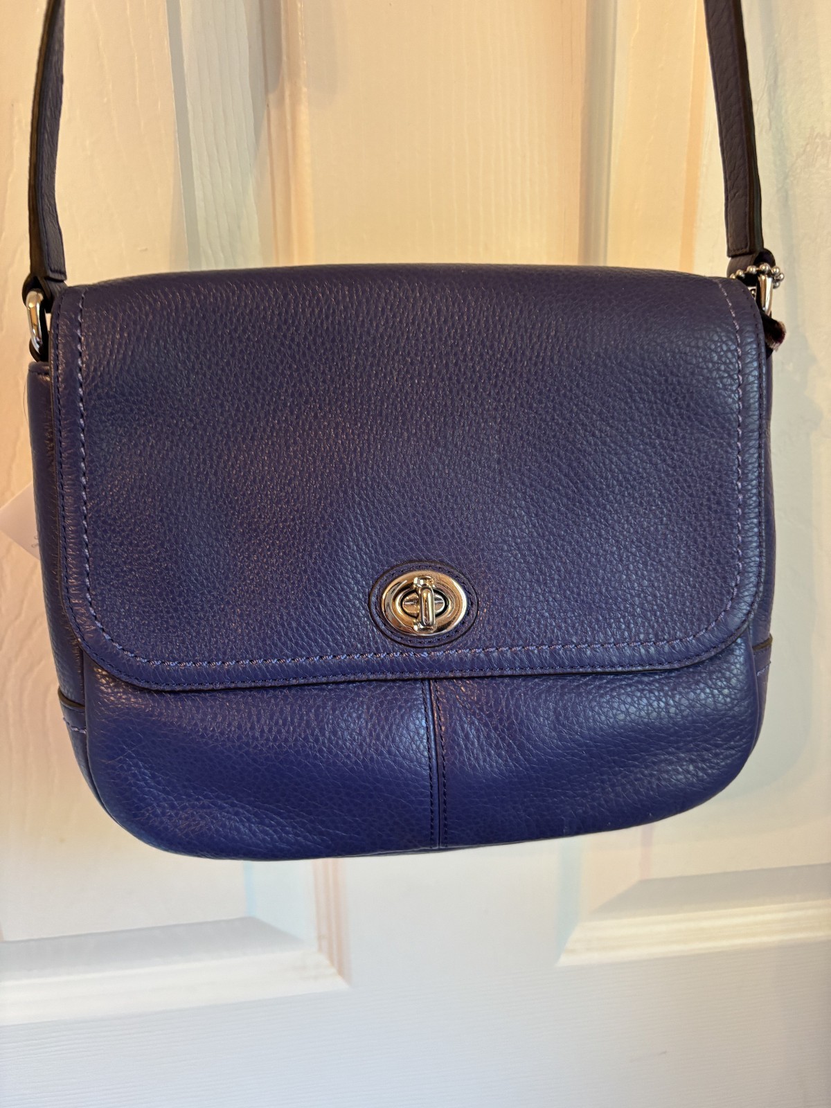 Coach Turn Lock Pebbled Leather Park Taylor Crossbody | F23663 | Color: Blue