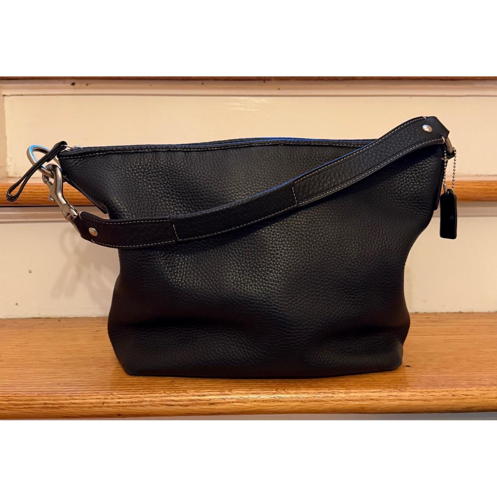 Vtg Coach Sarah Hobo Bag F13094 Pebble Leather Shoulder Purse Y2k Satchel Black