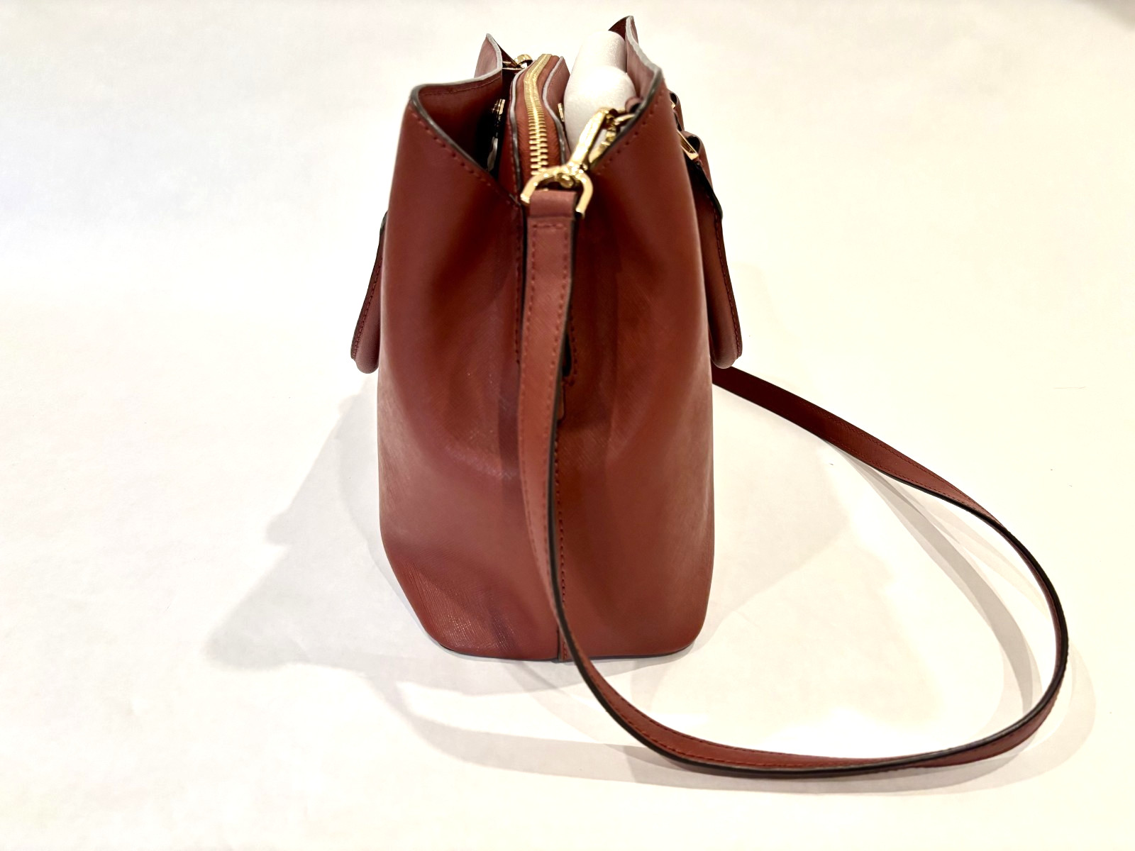 New Michael Kors Savannah Saffiano Leather Large Satchel – Brick – Authentic