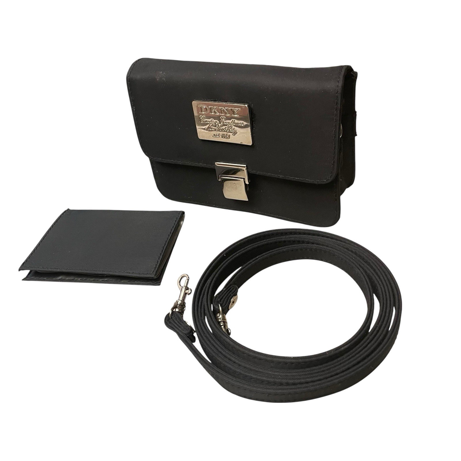 DKNY Donna Karan New York Black Nylon Handbag Purse Shoulder 6” x 4” x 1.75”