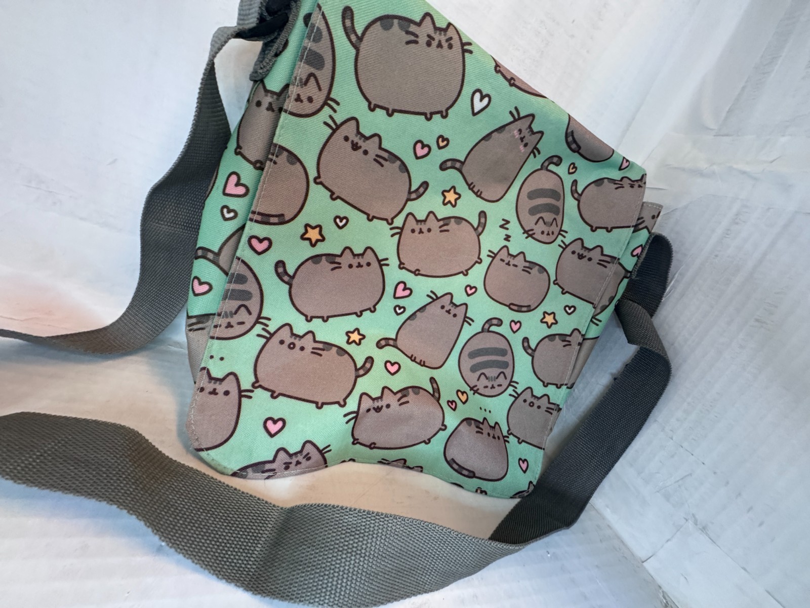 Pusheen The Cat Messenger Cross Body Shoulder Bag Adjustable Strap Teal kawaii