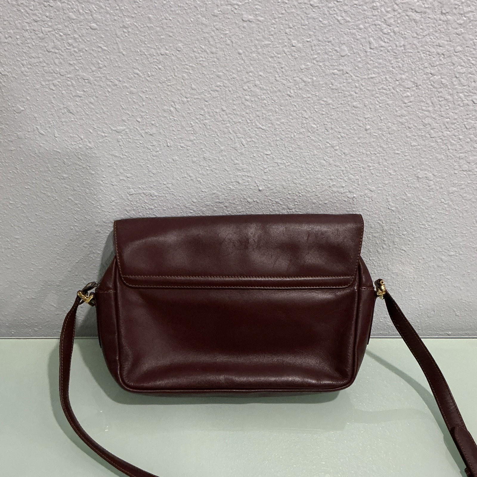 Cartier Women’s Burgundy Logo Shoulder/Crossbody Bag Zip Lined Gold Hardware