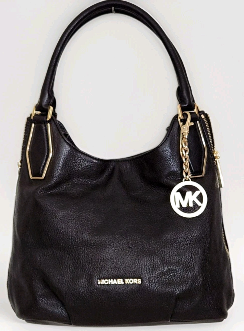 🌞MICHAEL KORS VANESSA COFFEE BROWN LEATHER GOLD SIDE ZIPPERS TOTE BAG 🌺NWT!