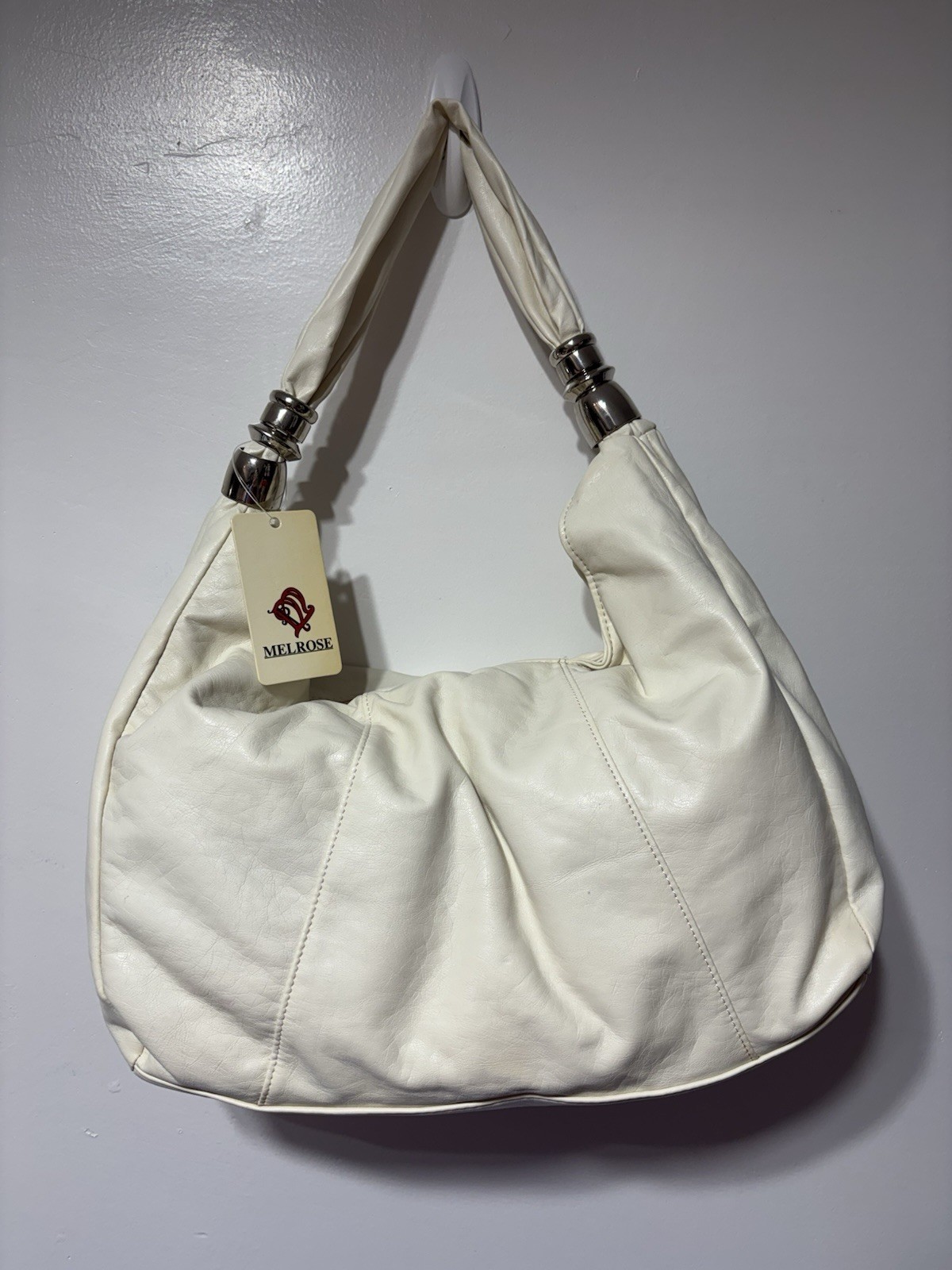 Y2K Melrose Faux Leather Satchel Ivory White Chic Paris Hilton Baddie Zipper