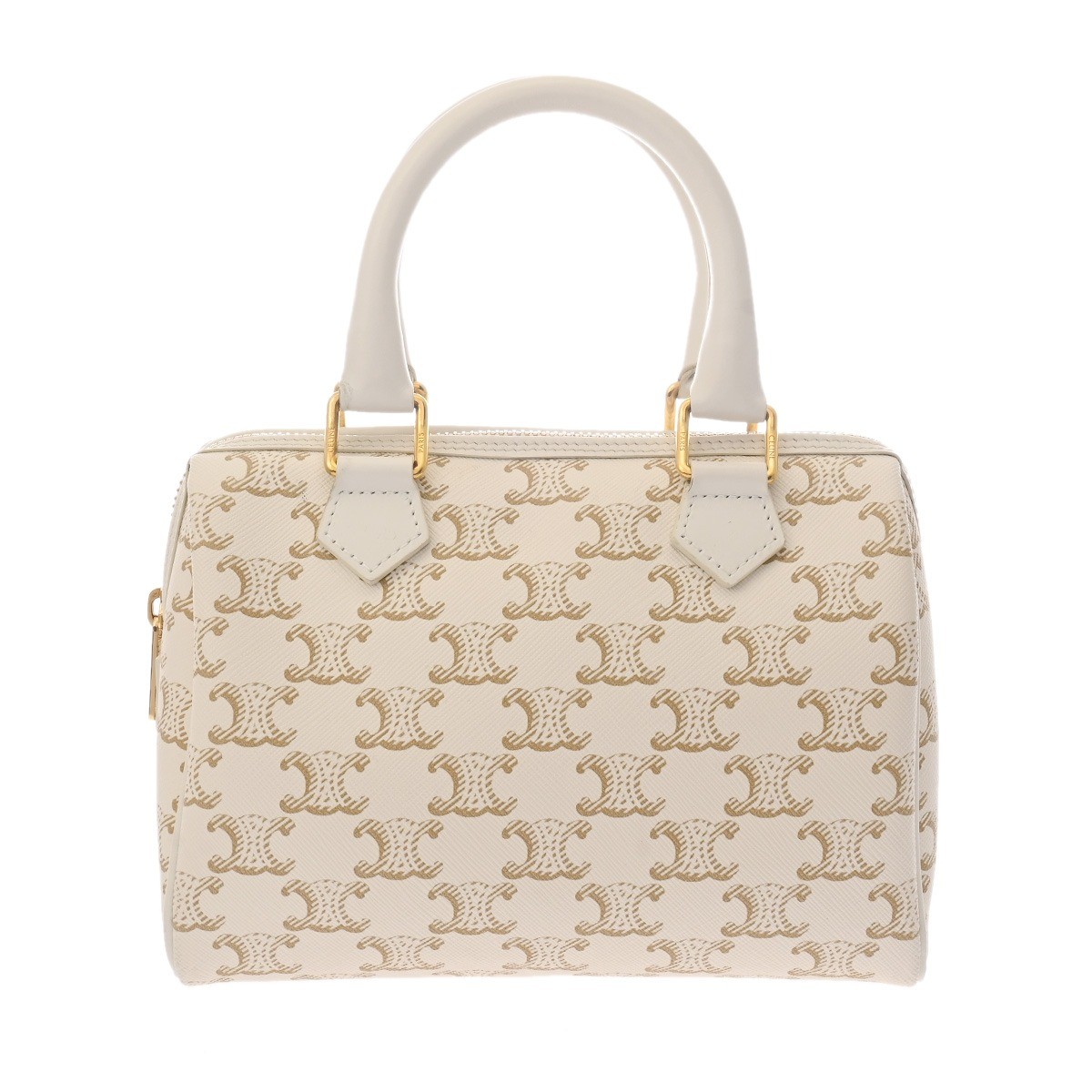 CELINE Small Boston 197582 triomphe canvas/calf white Women Handbag