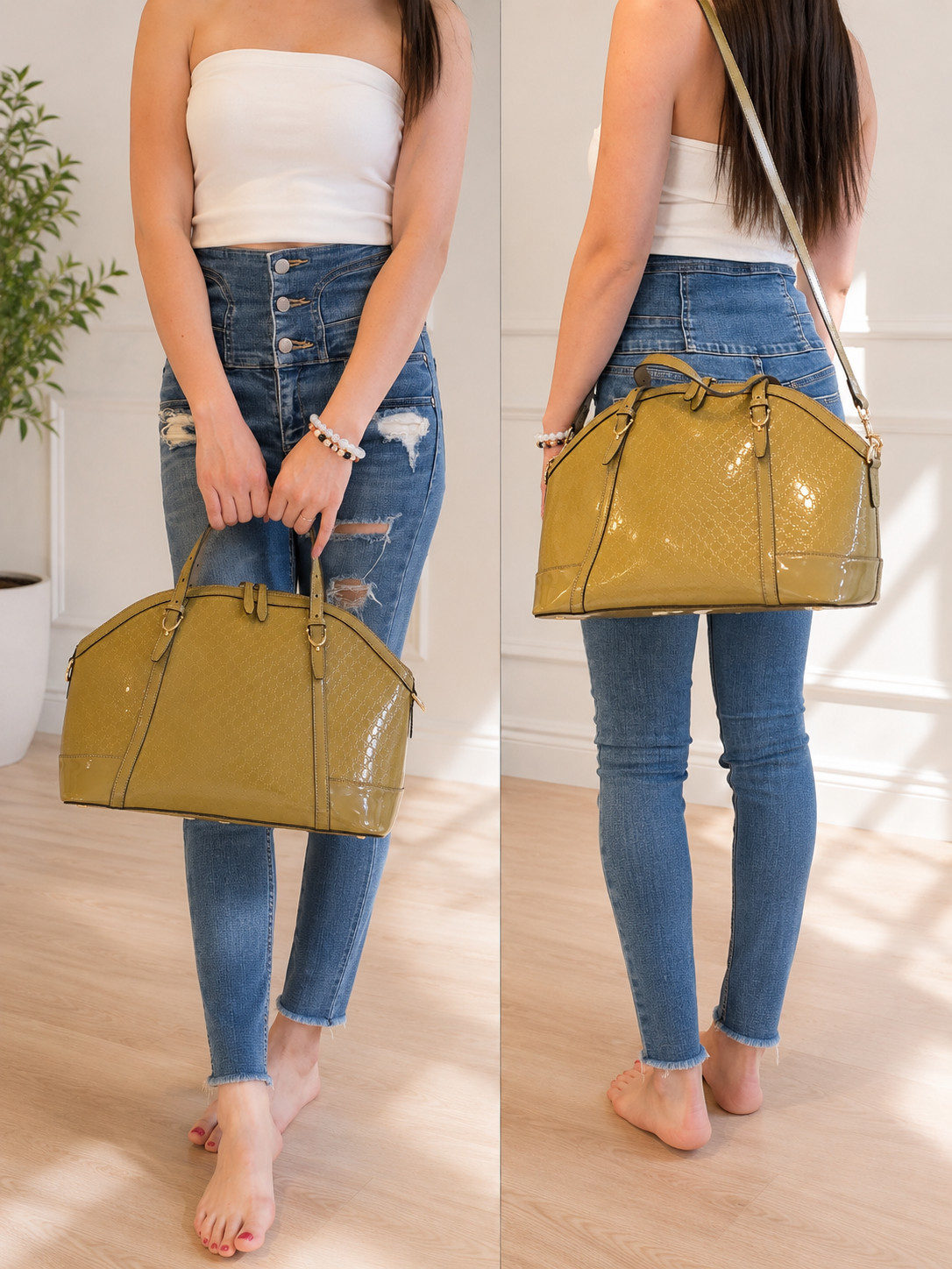 GUCCI Patent Leather 2 Way Handbag