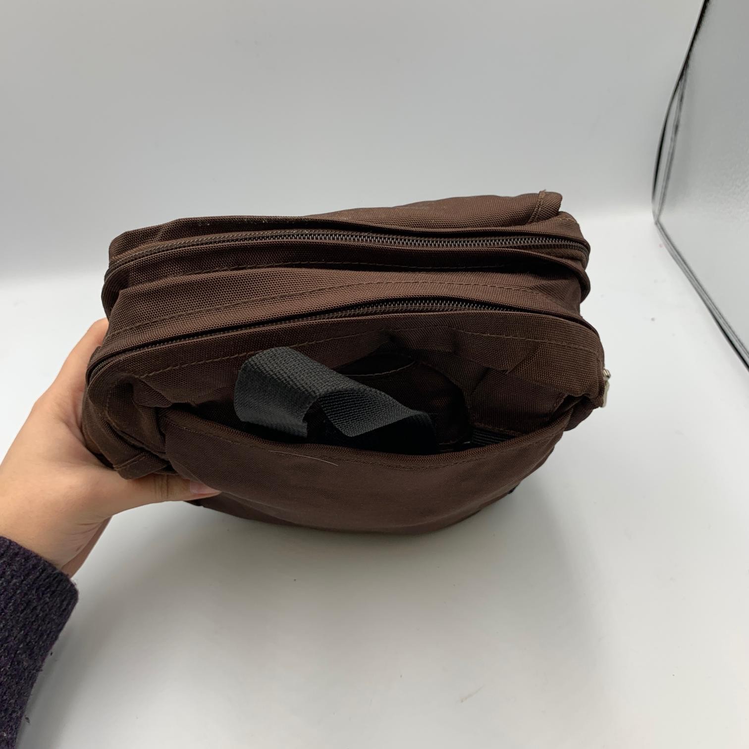 Eddie Bauer Mini Weekend Travel Bag Brown Nylon Adjustable Crossbody Straps