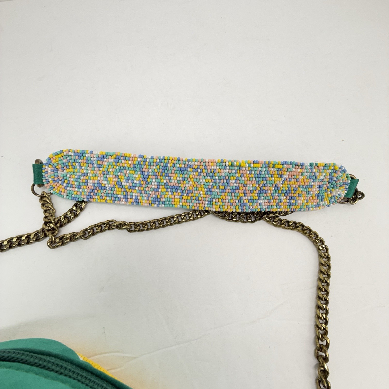 Jane Marie No Bad Days Beaded Multicolor Rainbow Satin Chain Strap Purse Bag NWT