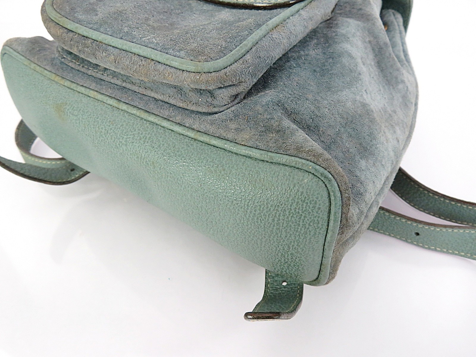 Authentic GUCCI Blue Suede Leather and Bamboo Handle Mini Backpack Bag #64557