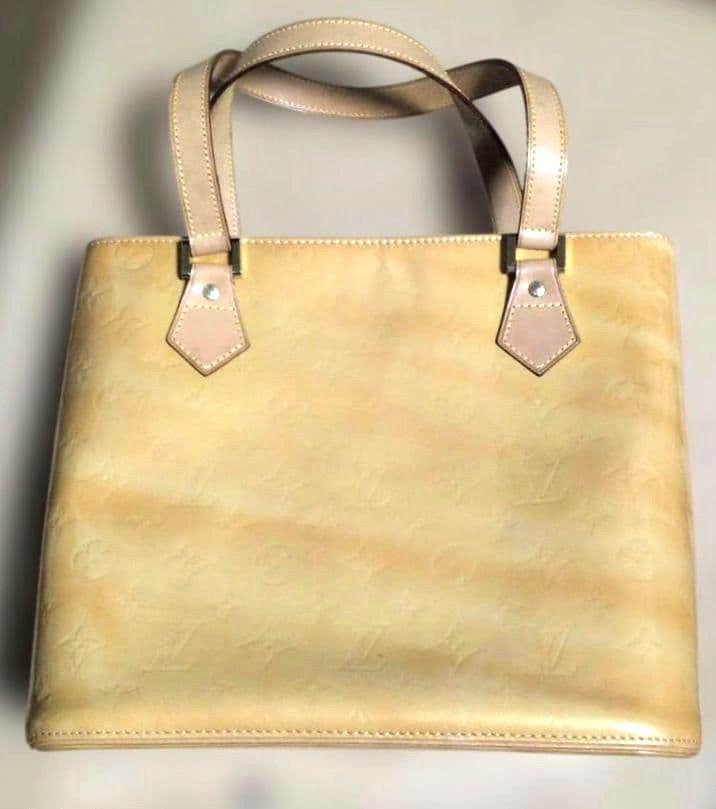 Auth LOUIS VUITTON Vernis Houston Monogram Yellow Patent Leather Tote Bag