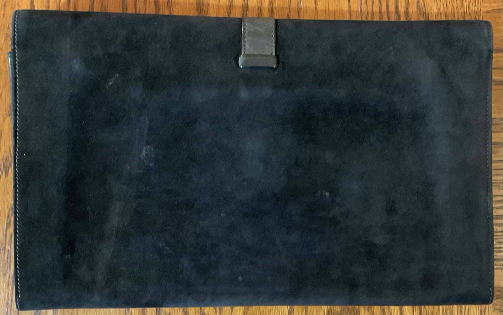 Vintage Gucci Black Suede Clutch, 11 1/2 by 7″, Leather Lining, Made in Italy