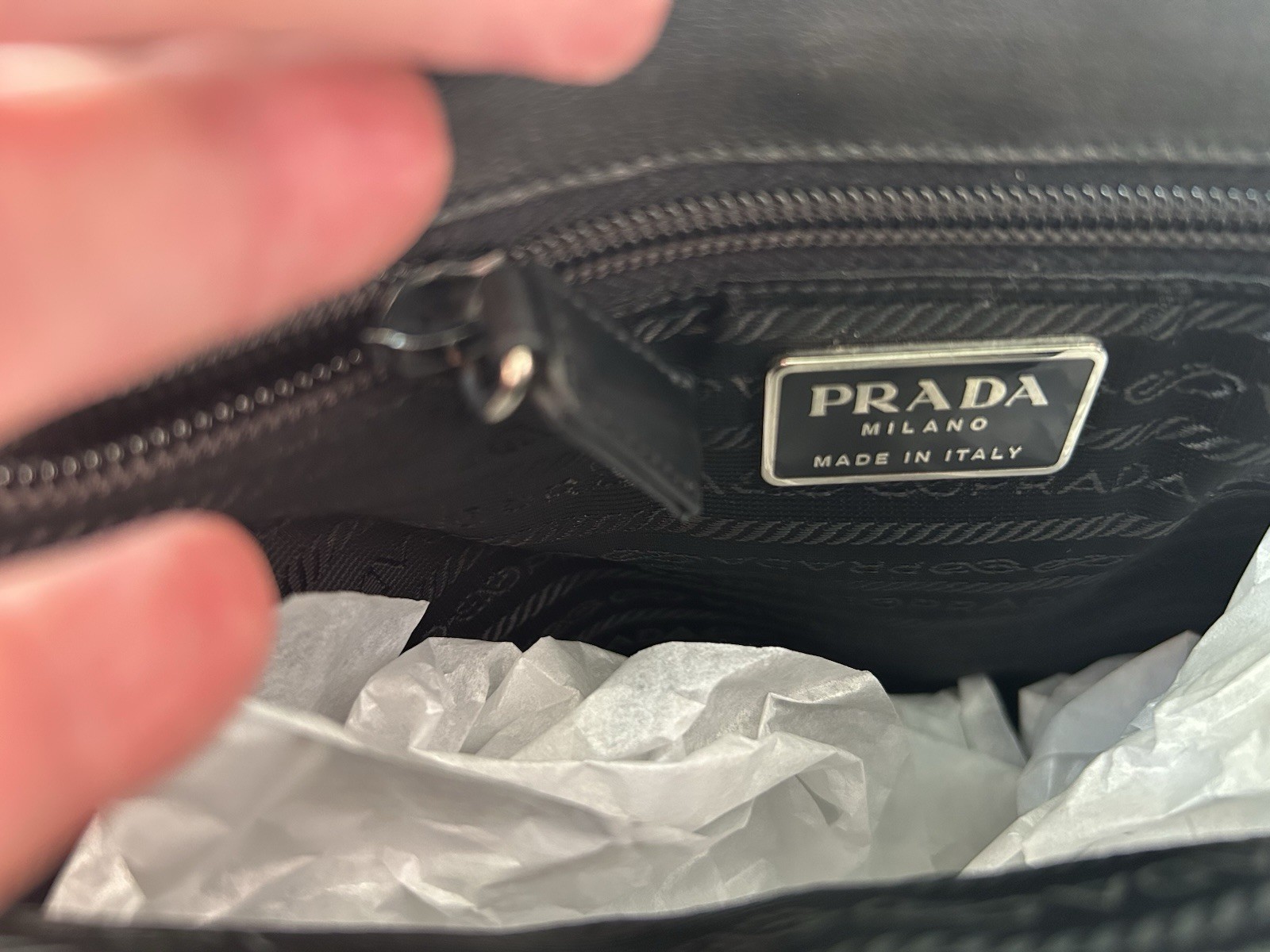 PRADA Tote Medium Black Nylon/Leather Excellent Condition