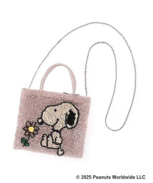 Peanuts Snoopy shoulder bag 2way Powdery pink silver Japan New