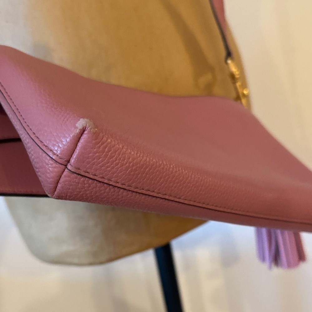 Tory Burch McGraw cross body Pink Leather bag with tassels 4 compartments