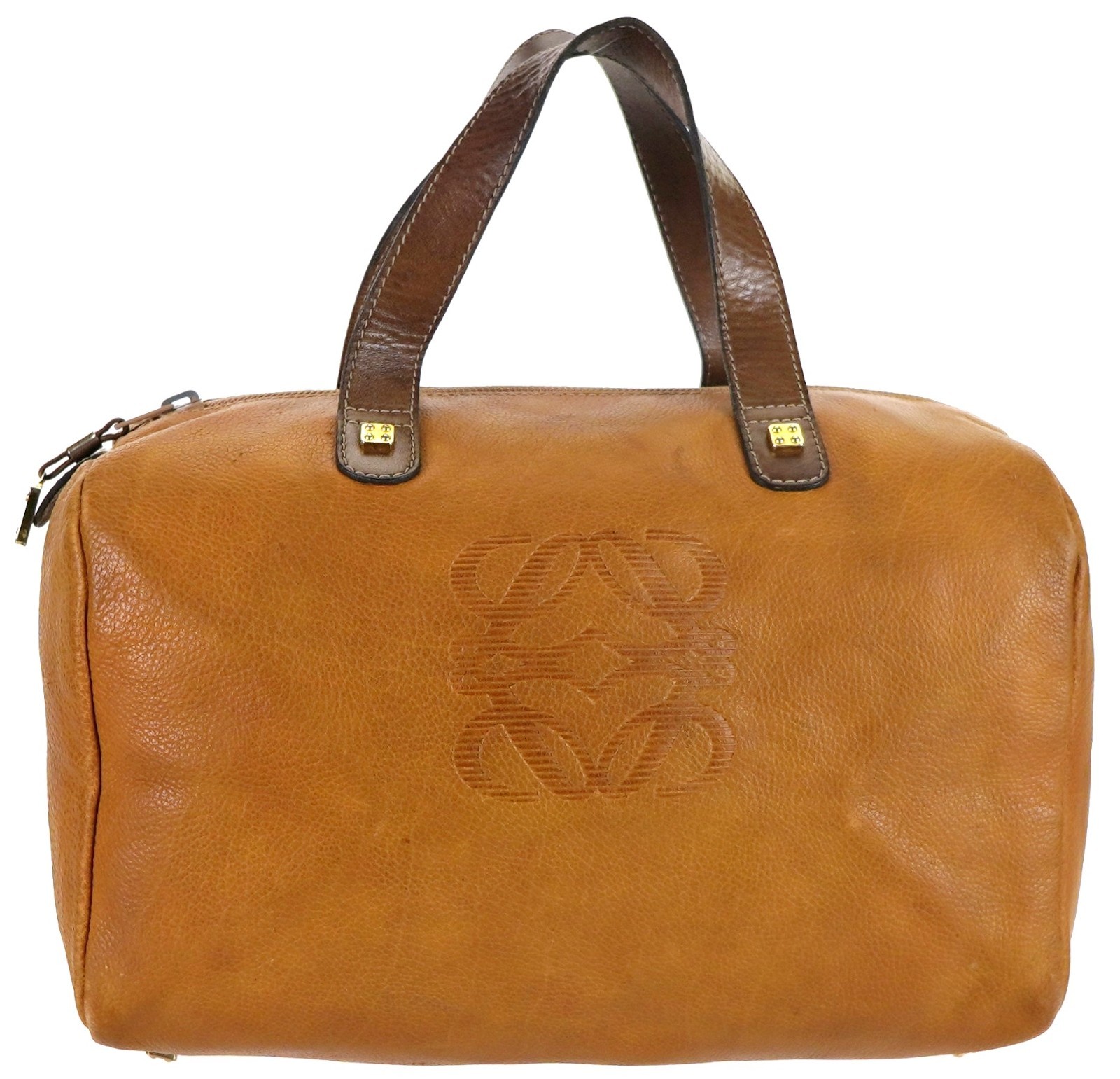 Vintage LOEWE Anagram Leather Amazona Boston Top Handle Tote Bag Spain