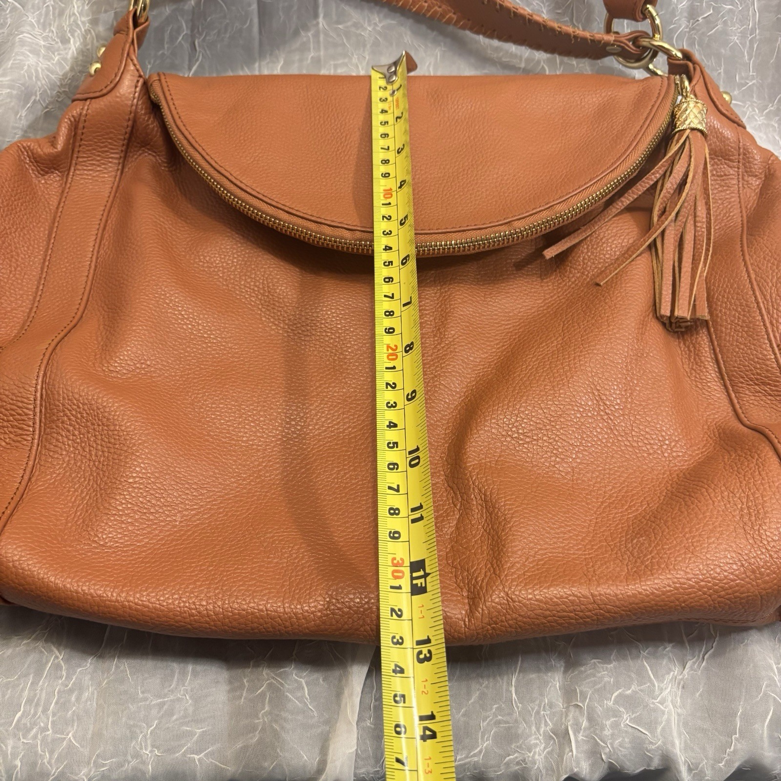 Vtg Designer ONNA EHRLlCH Rachel Brown Pebbled Leather Hobo Purse New W/ Tags