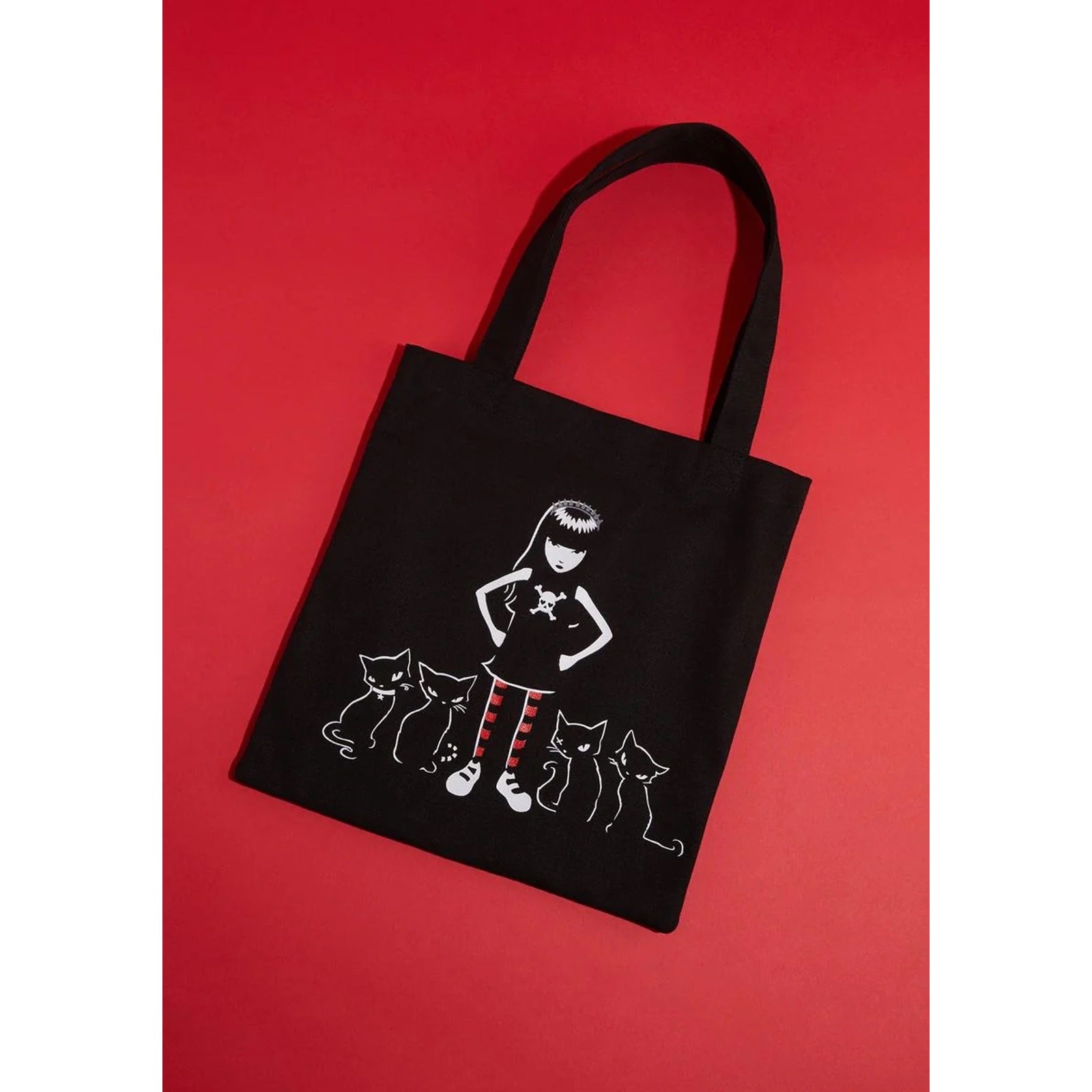 Dolls Kill x Emily The Strange Together Purrever Printed Tote Bag Black/Red
