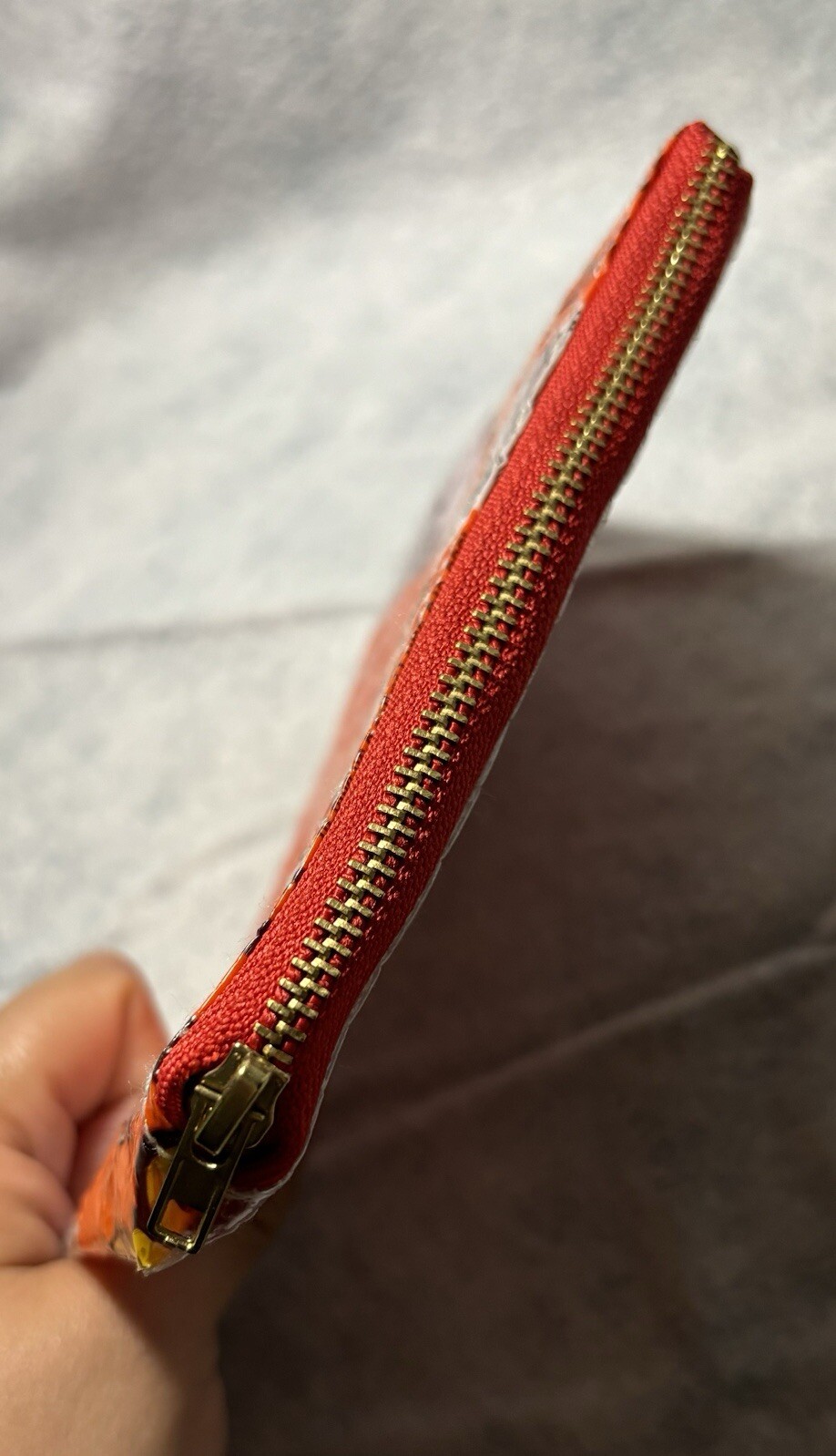 Handmade Upcycled Vinyl Fabric Pouch 5 x 6.4 in.