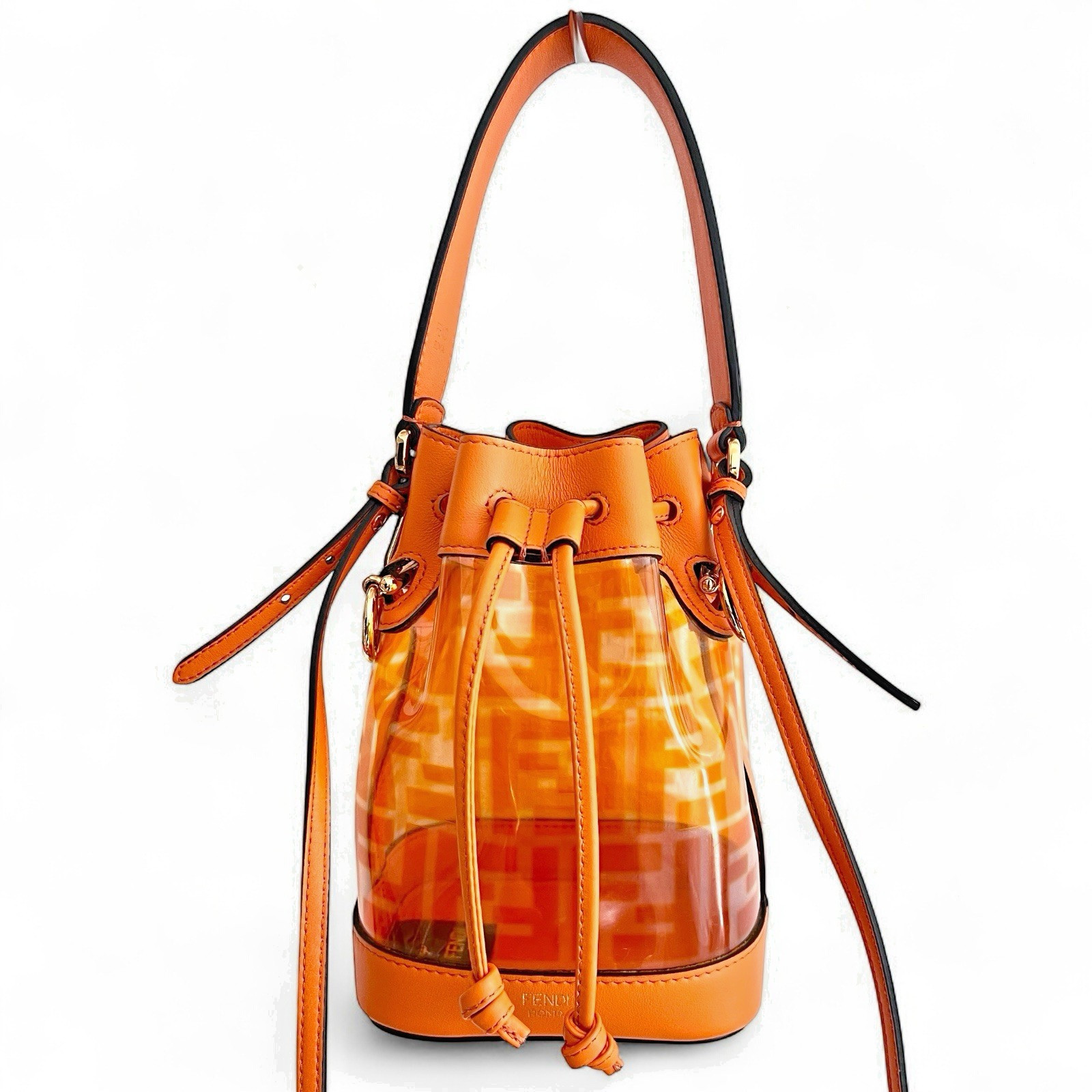 FENDI Mon Tresor Zucca Orange Pvc Vinyl Bucket Bag Drawstring Bag Shoulder Bag
