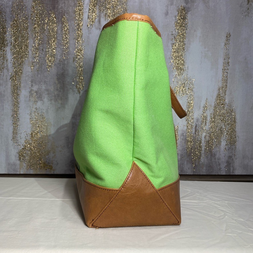 Tommy Hilfiger Lime Green and Tan Essential Tote