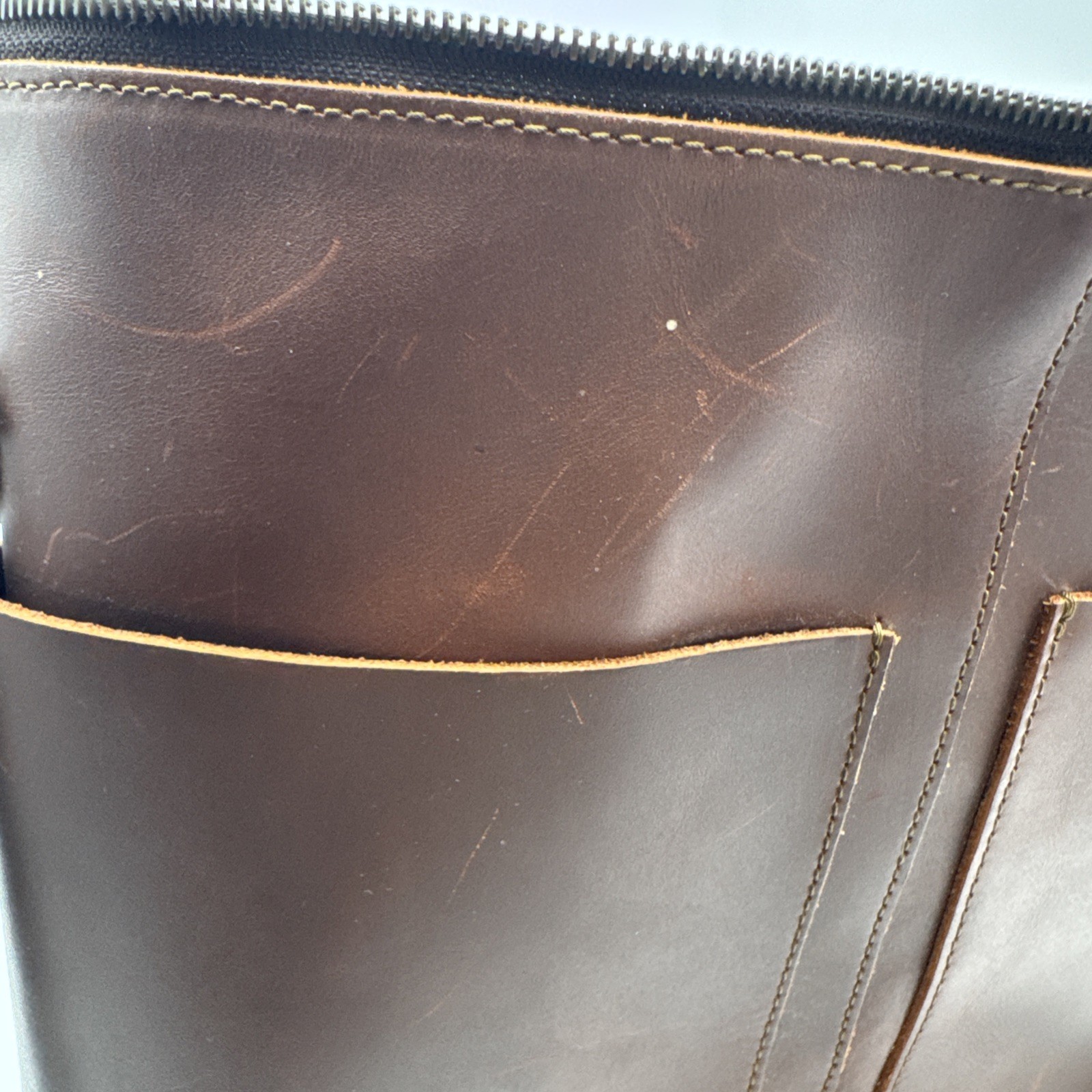 Love 41 By Saddleback Leather Front Pocket Tote Dark Brown