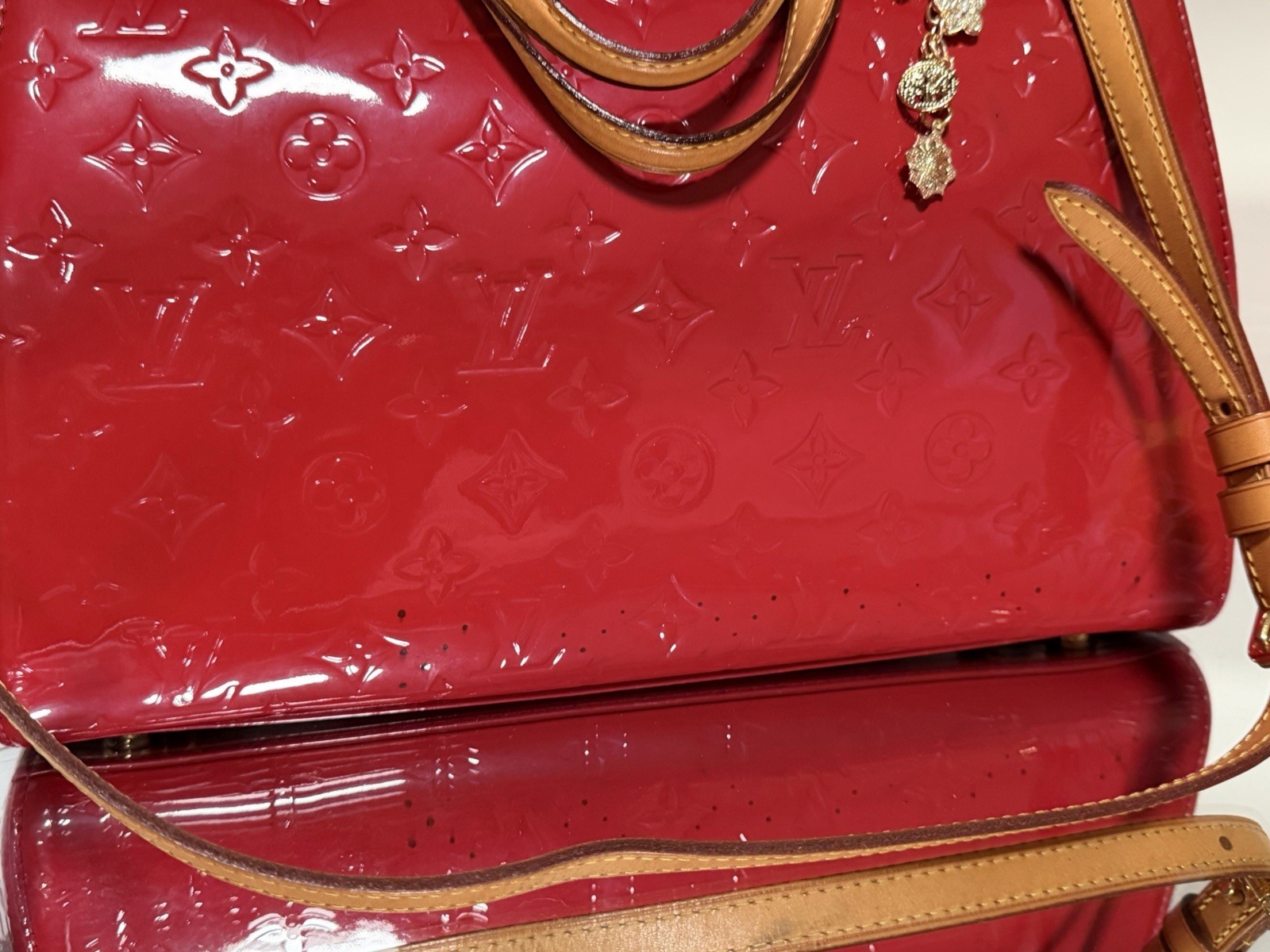Louis Vuitton Monogram Vernis Brea MM Pomme D’Amour Red Handbag WITH COA