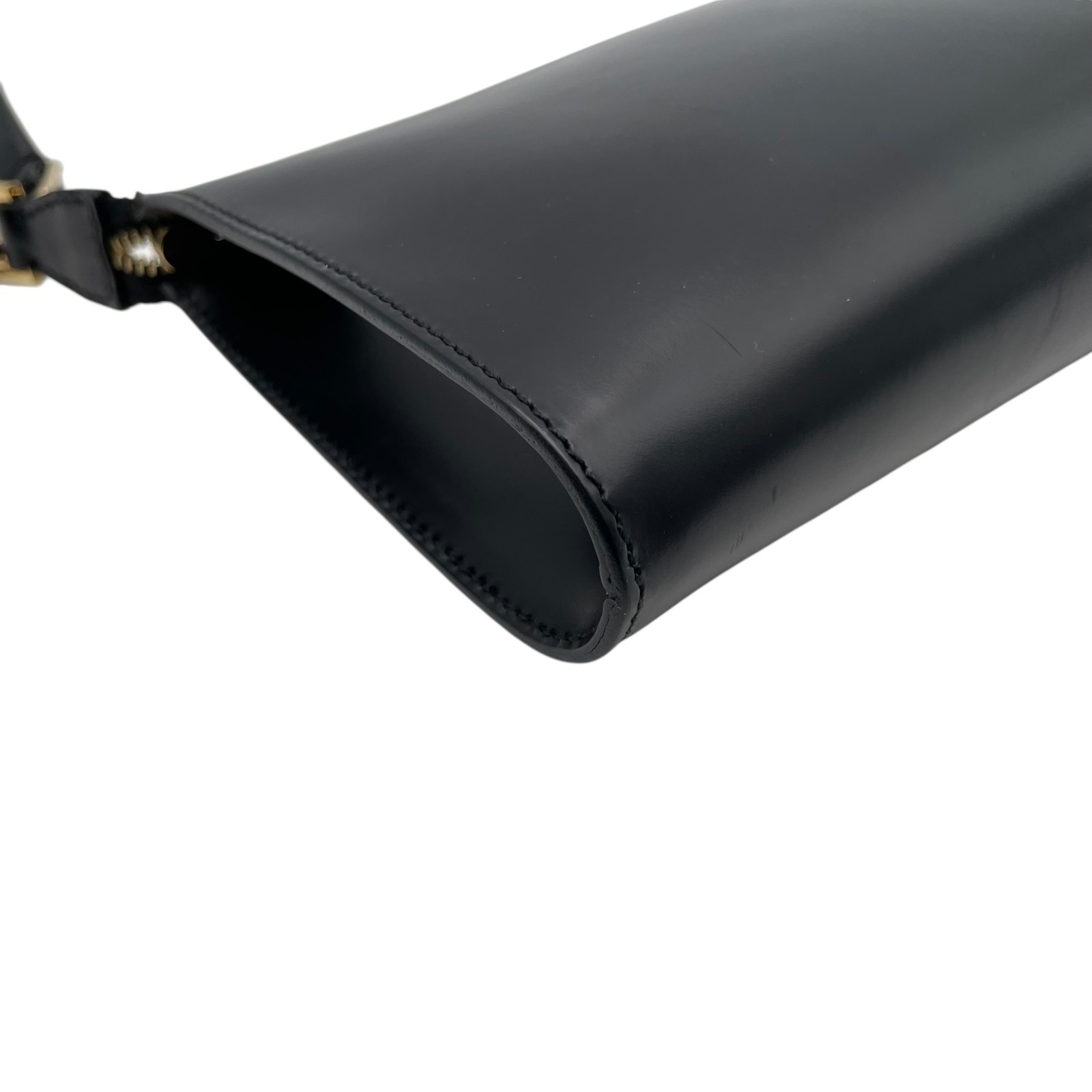 Authentic Salvatore Ferragamo Gancini Leather Accessory Pouch Black Gold
