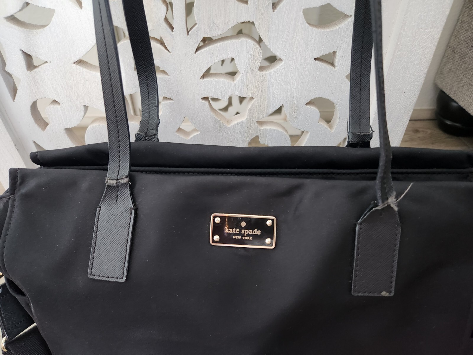Kate Spade Blake Avenue Solid Black Nylon Kaylie Baby Travel Diaper Tote Bag