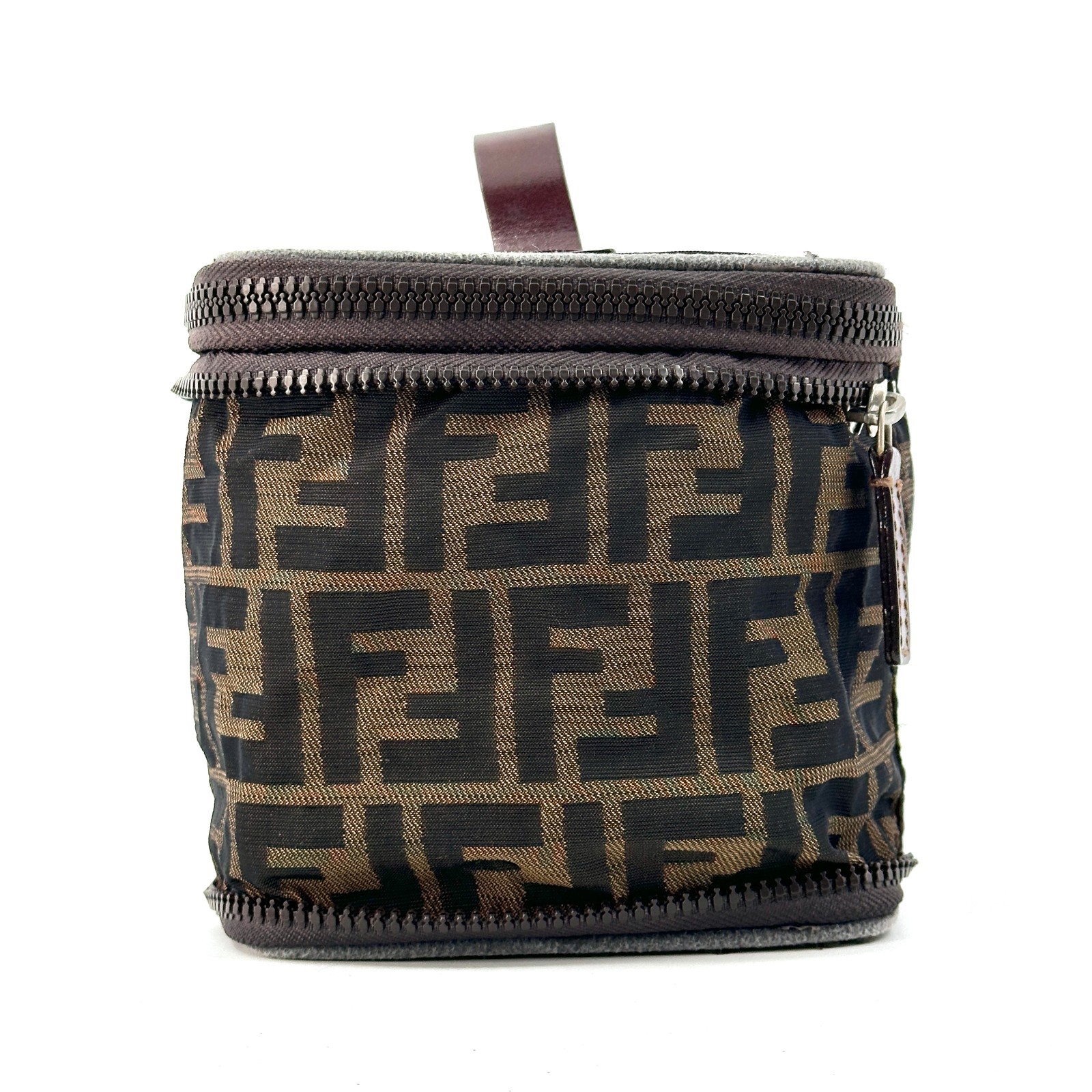 Fendi Zucca Vanity Bag Canvas Brown Authentic