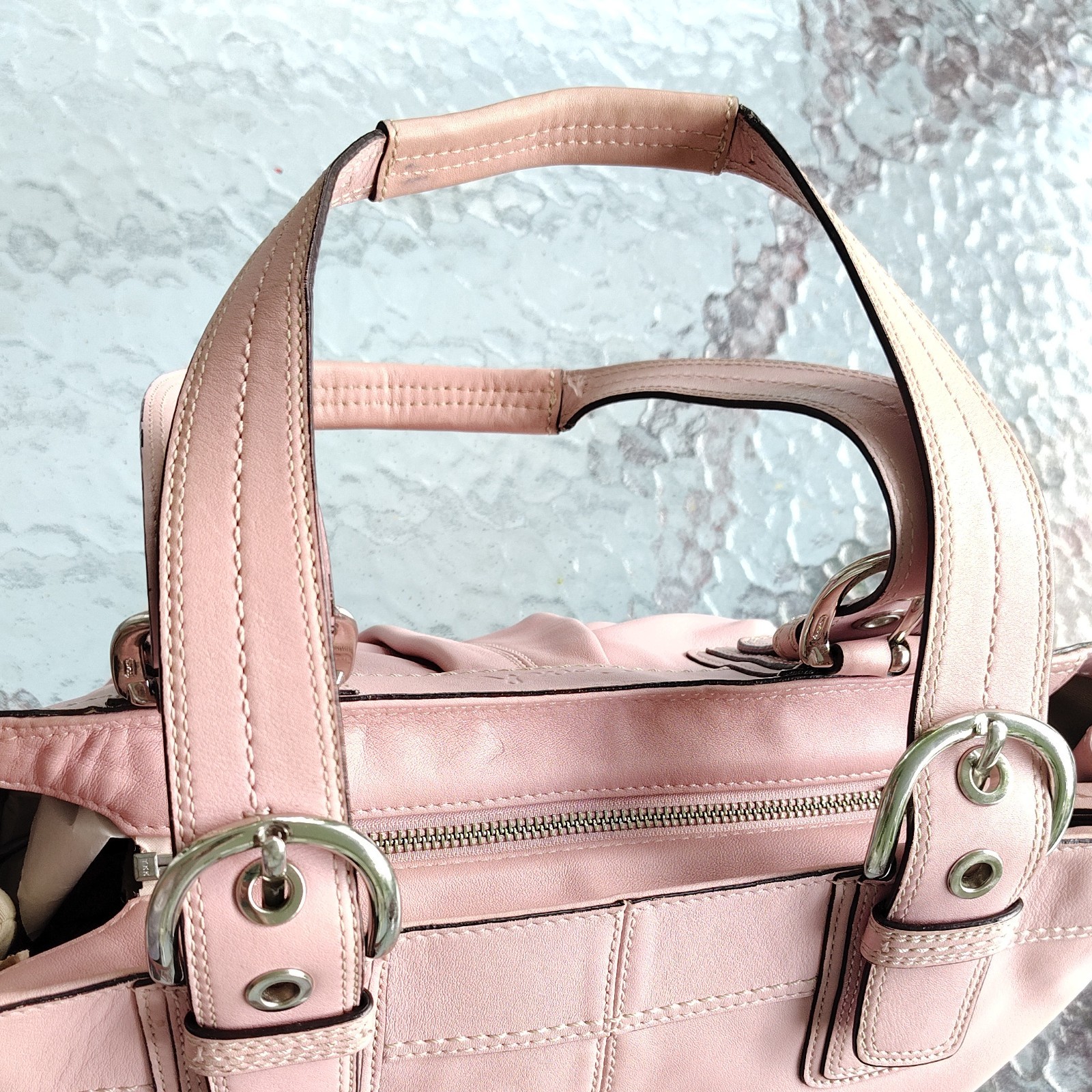Coach LARGE F13732 Vintage Pink Soho Y2K Pleated Leather Shoulder Bag & Wallet