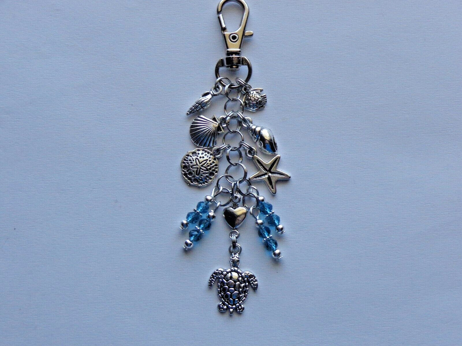 SEA TURTLE NAUTICAL STARFISH SEA SHELL KEY CHAIN PURSE CLIP BAG CHARM FOB ZIPPER