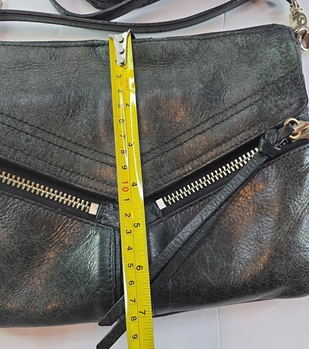 BOTKIER Trigger Crossbody Bag Distressed Green Gray Studded Leather Shoulder Bag