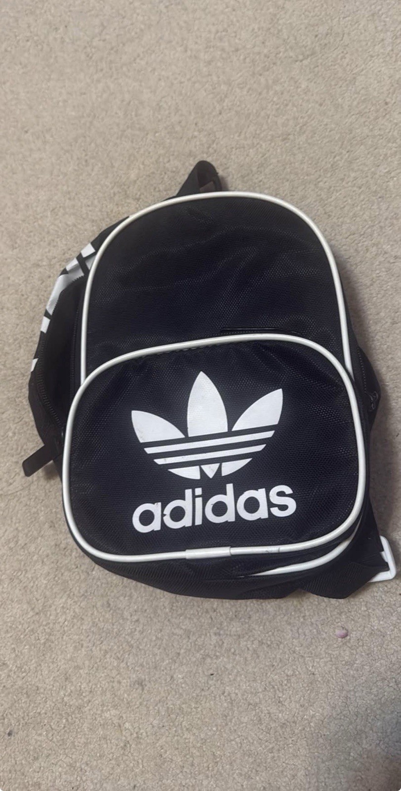 Adidas Mini Backpack Black With White Logo