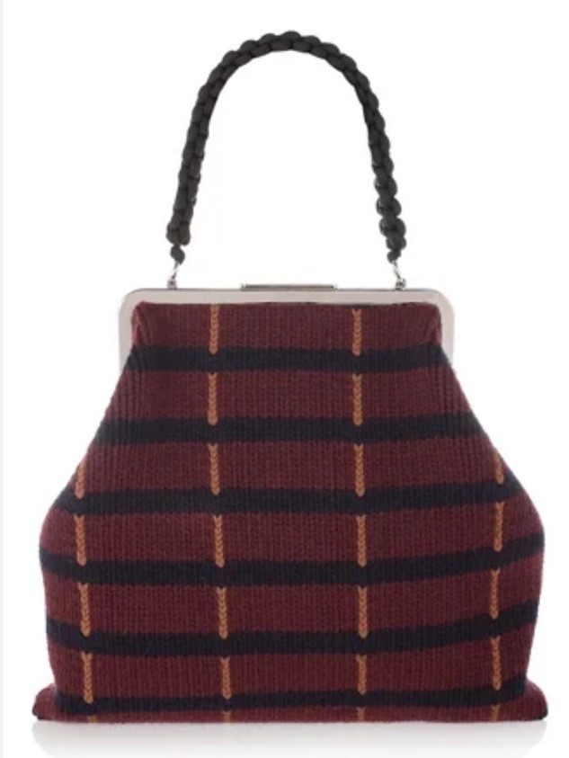 🌟MARNI🌟 CASHMERE KNIT PLAID TOP HANDLE CLASP BAG