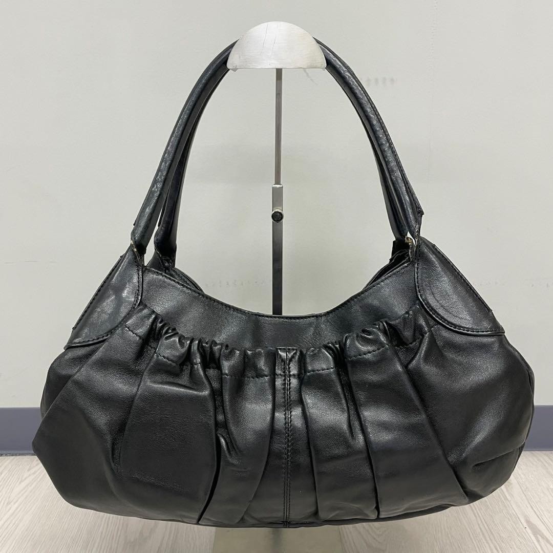 Bruno Magli Bow Handbag Tote Bag Purse Leather in Black USED Good Condition
