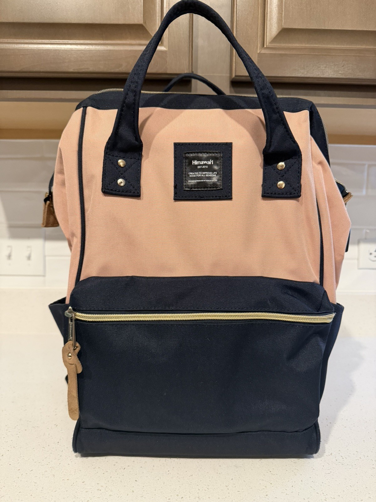 Himawari Pink/Navy Blue Laptop Backpack Travel Backpack Or Diaper Bag