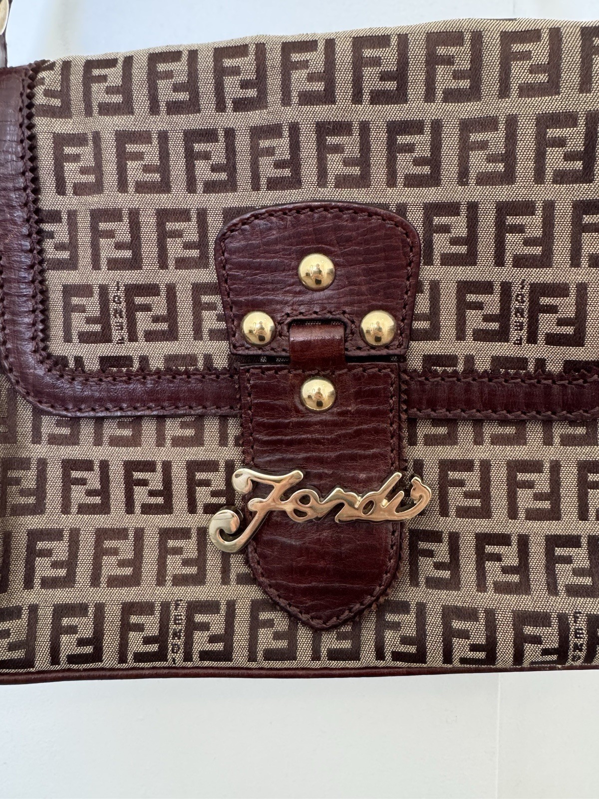 Vintage Fendi Zucchino Canvas Mamma Baguette shoulder bag