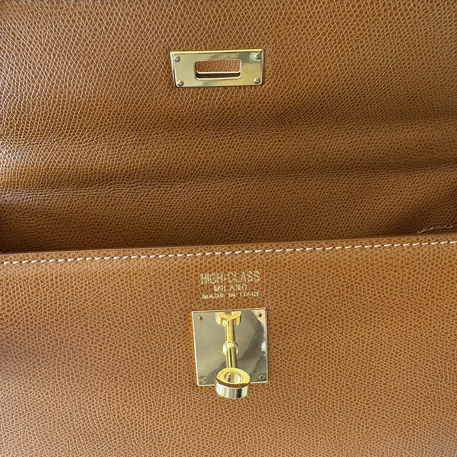 Authentic High Class Hand bag Camel Brown Leather From Japan 01210