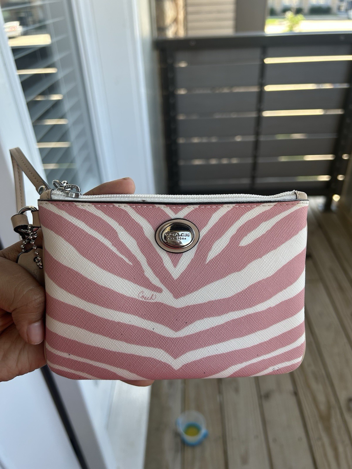 Coach Y2K Zebra Pink Print Wristlet