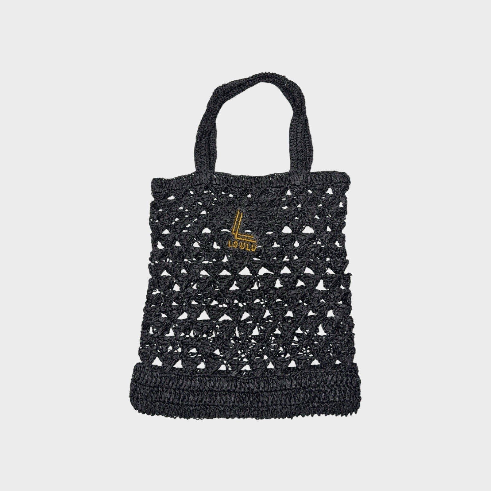 Loulu Black Woven Raffia Tote Bag – Lightweight Open-Weave Market Purse