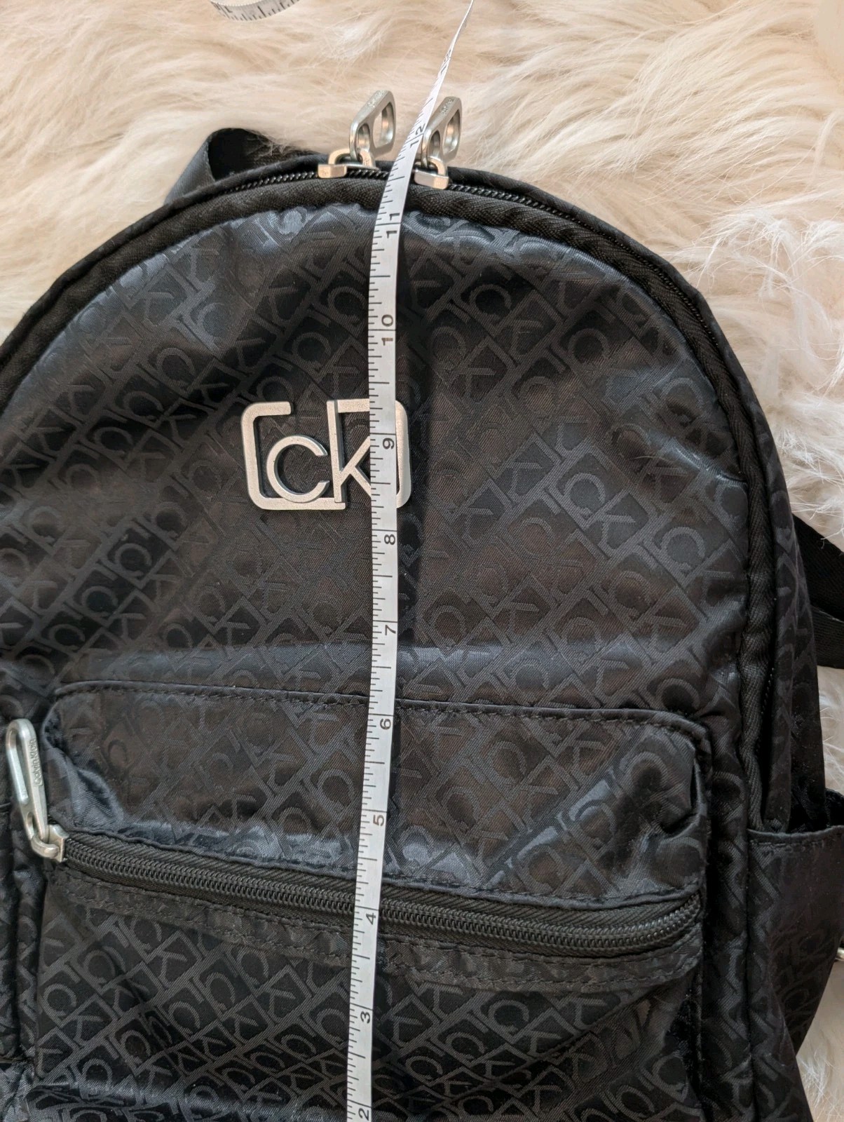 Calvin Klein Black Logo Print Backpack Unisex Travel School Laptop Bag Nylon