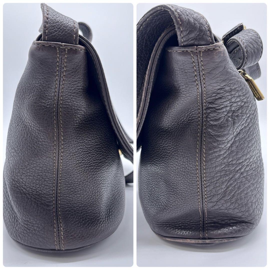 Authentic Coach Sonoma Collection Shoulder Bag Grained Leather Dark Brown 27.5cm