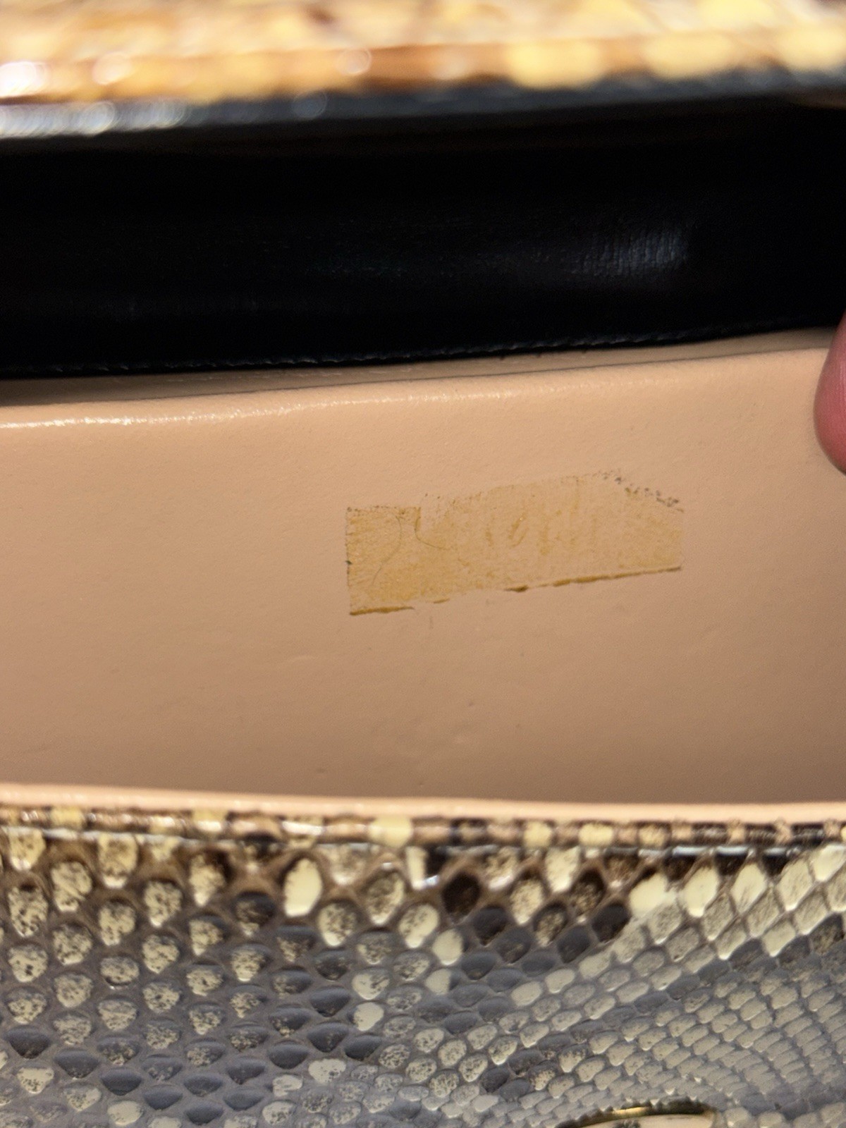 Vintage Bellstone Italy Genuine Python Snakeskin Top Handle Handbag Purse