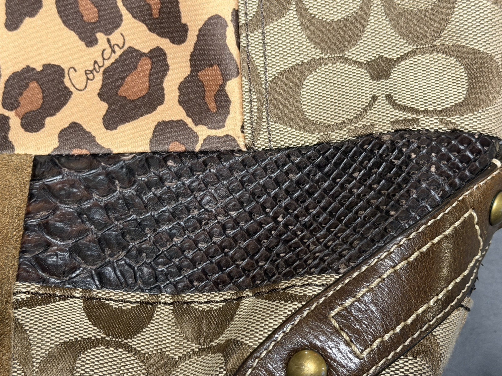 Vintage Y2K Coach Carly Patchwork Hobo Bag 11496 – Mixed Leather Animal Print