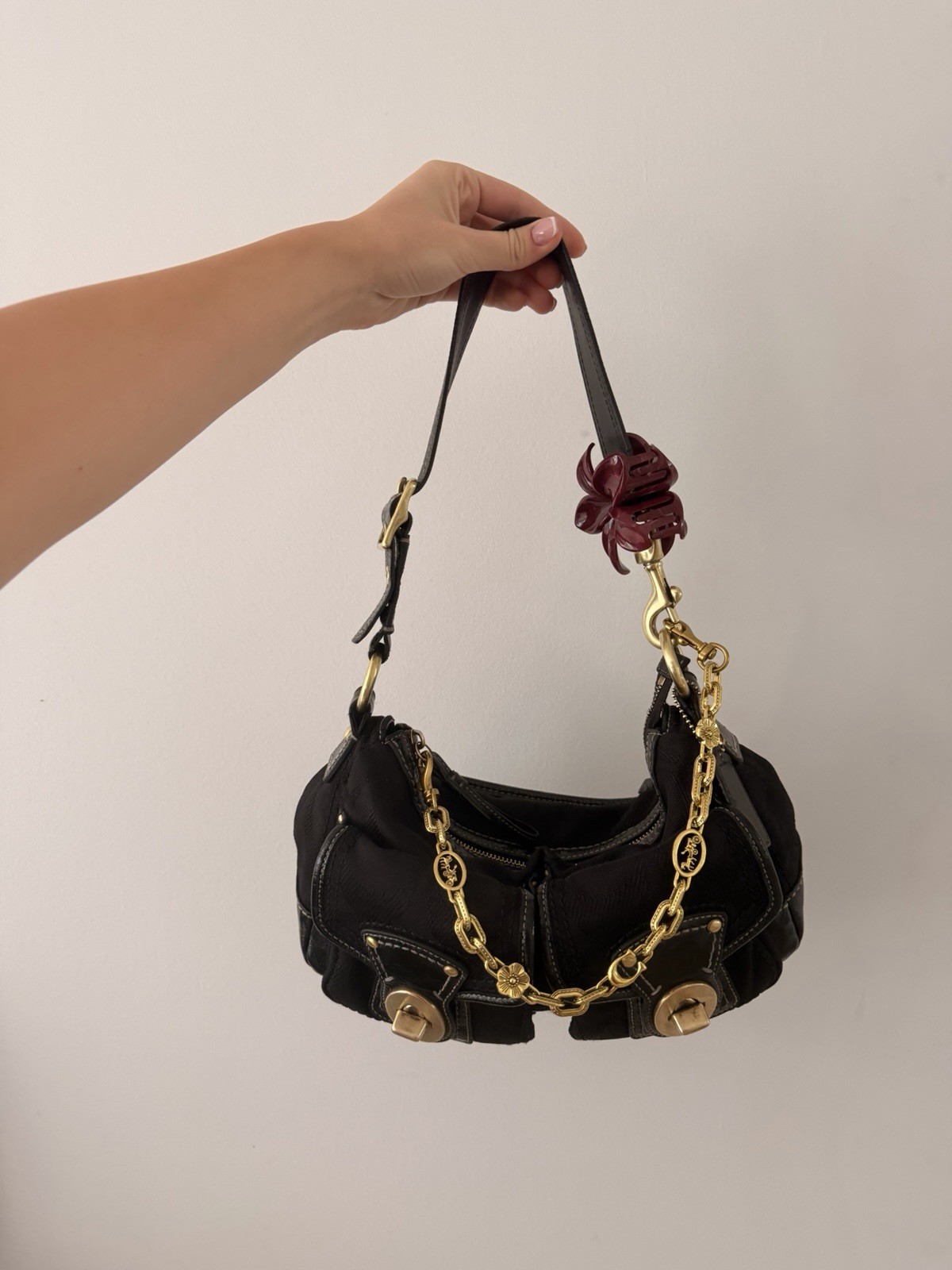 Coach Black Canvas Double Turnlock Legacy