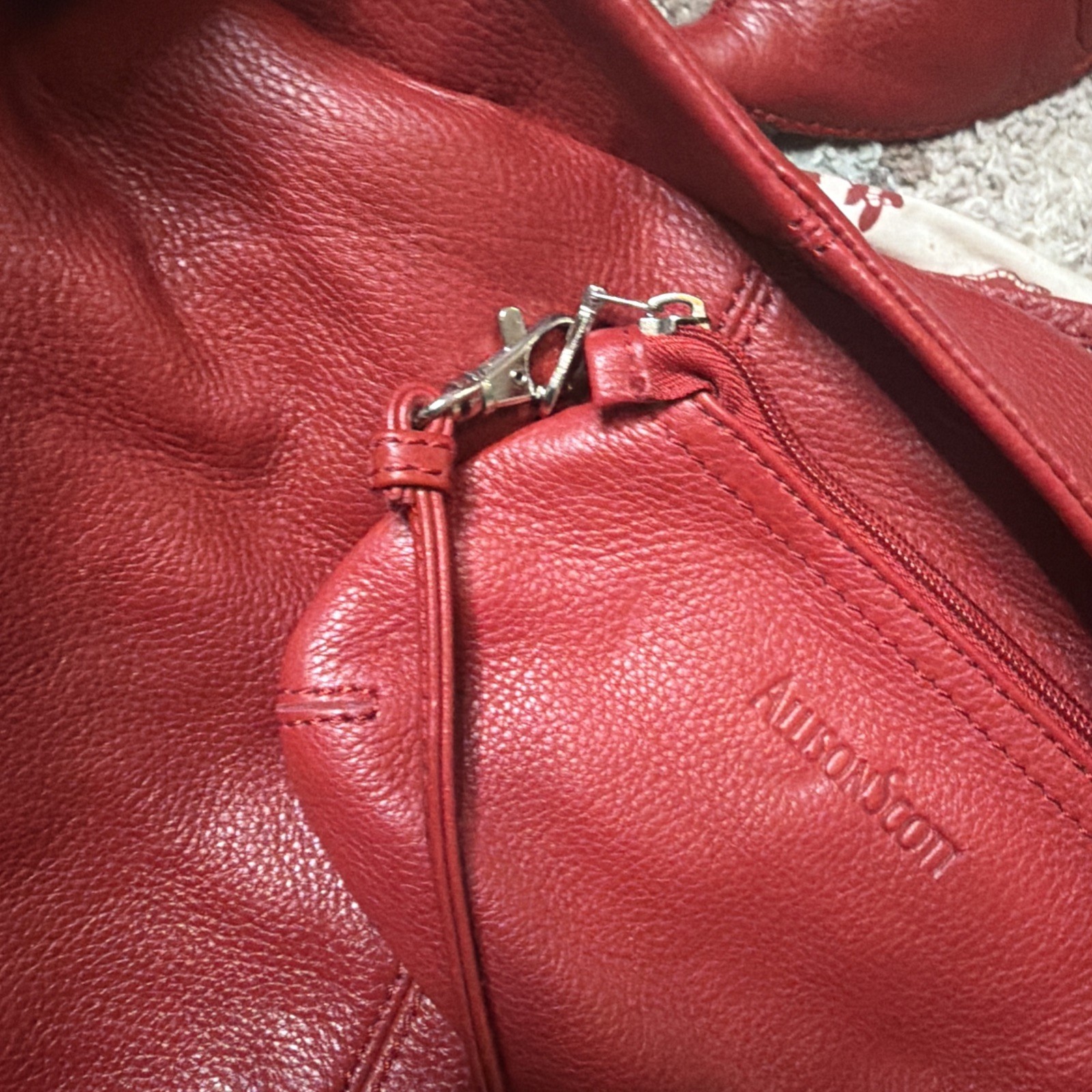 Allison Scott Adrianna Red Leather Hobo Single Strap Shoulder Bag Excellent