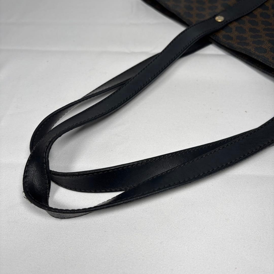 CELINE Vintage Macadam Triomphe Large Tote Bag Shoulder Purse Brown Leather