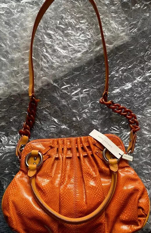 1 MARC JACOBS BAG PURPLE JEN or ORANGE CECILIA Leather snake embossed $1,400 NWT